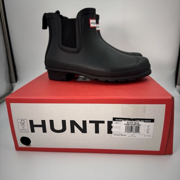 Hunter Women's Original Short Boot Chelsea Black US 6 Waterproof, Rain Boot New - Picture 2 of 15